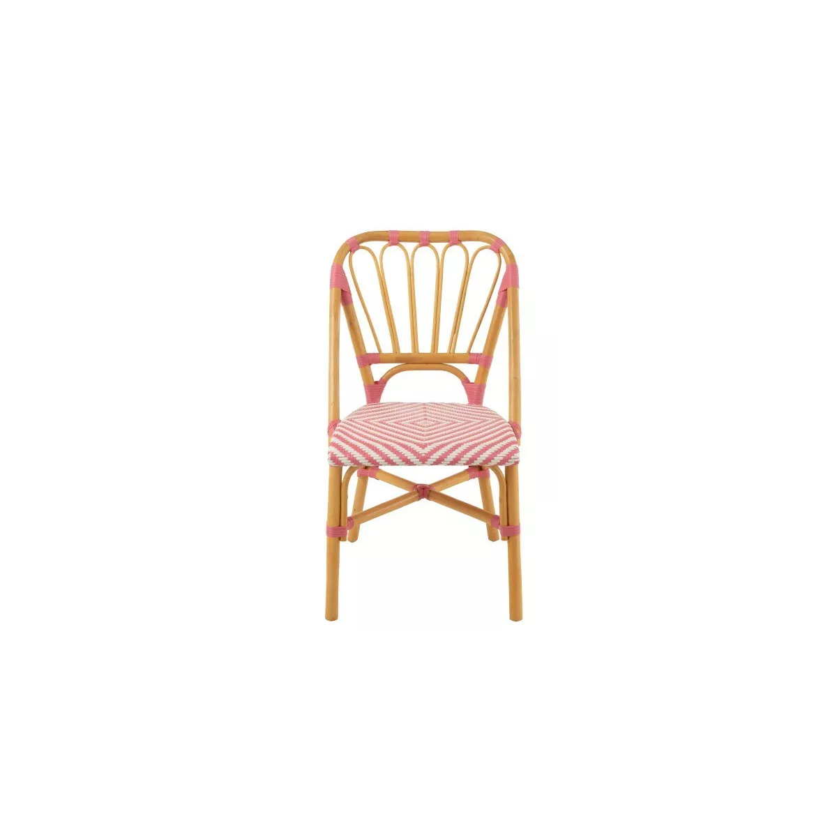 Chaise Bistrot Jili Rotin Rose et Blanc