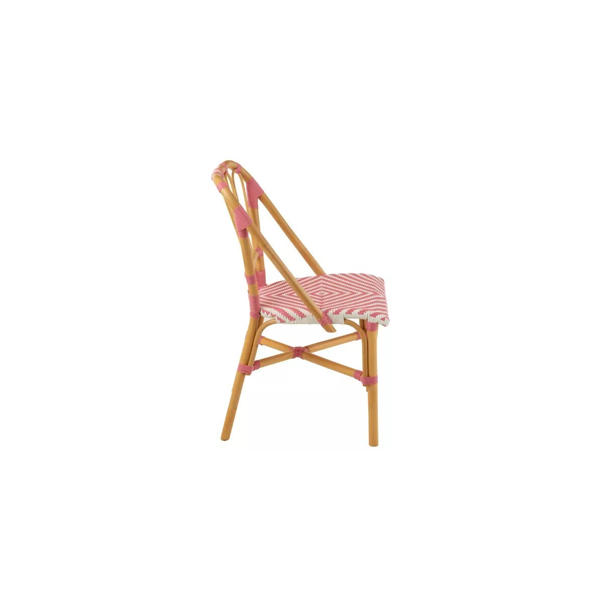 Chaise Bistrot Jili Rotin Rose et Blanc