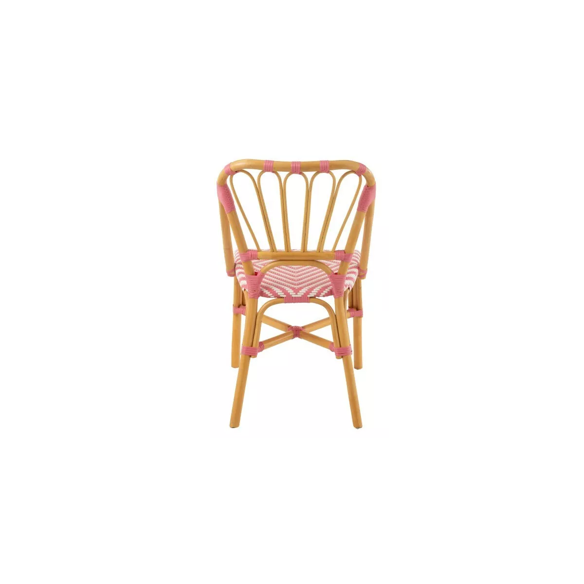 Chaise Bistrot Jili Rotin Rose et Blanc