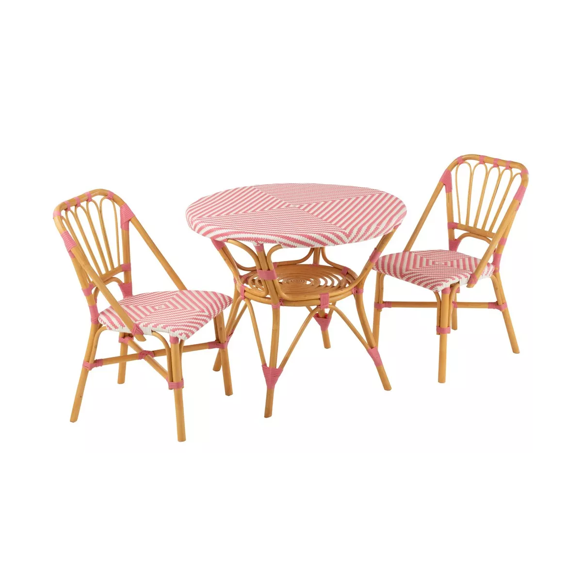 Chaise Bistrot Jili Rotin Rose et Blanc