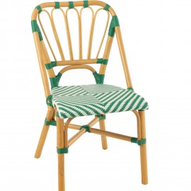 Chaise Bistrot Jili Rotin Vert et Blanc