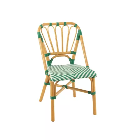 Chaise Bistrot Jili Rotin Vert et Blanc