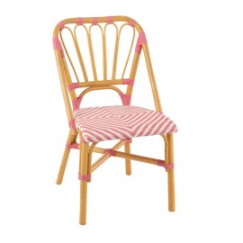 Chaise Bistrot Jili Rotin Rose et Blanc