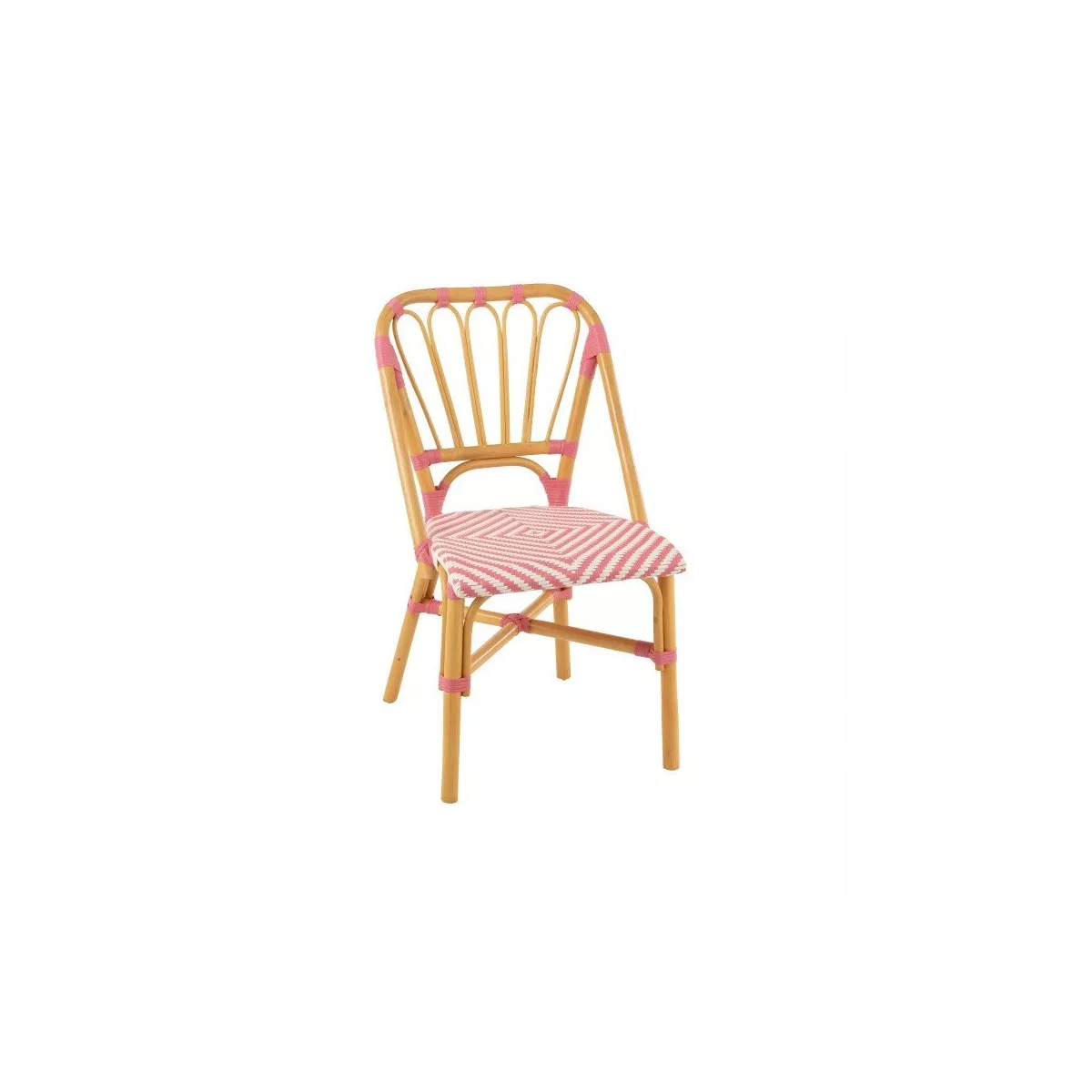 Chaise Bistrot Jili Rotin Rose et Blanc