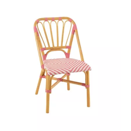 Chaise Bistrot Jili Rotin Rose et Blanc
