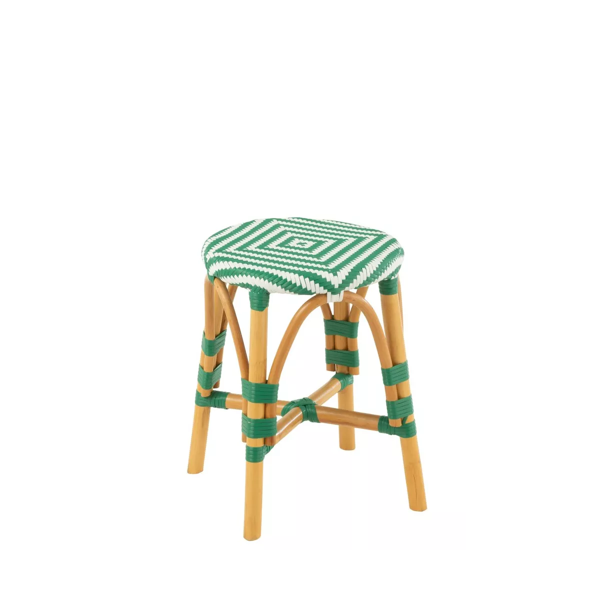 Tabouret Bistrot Jili Rotin Vert et Blanc