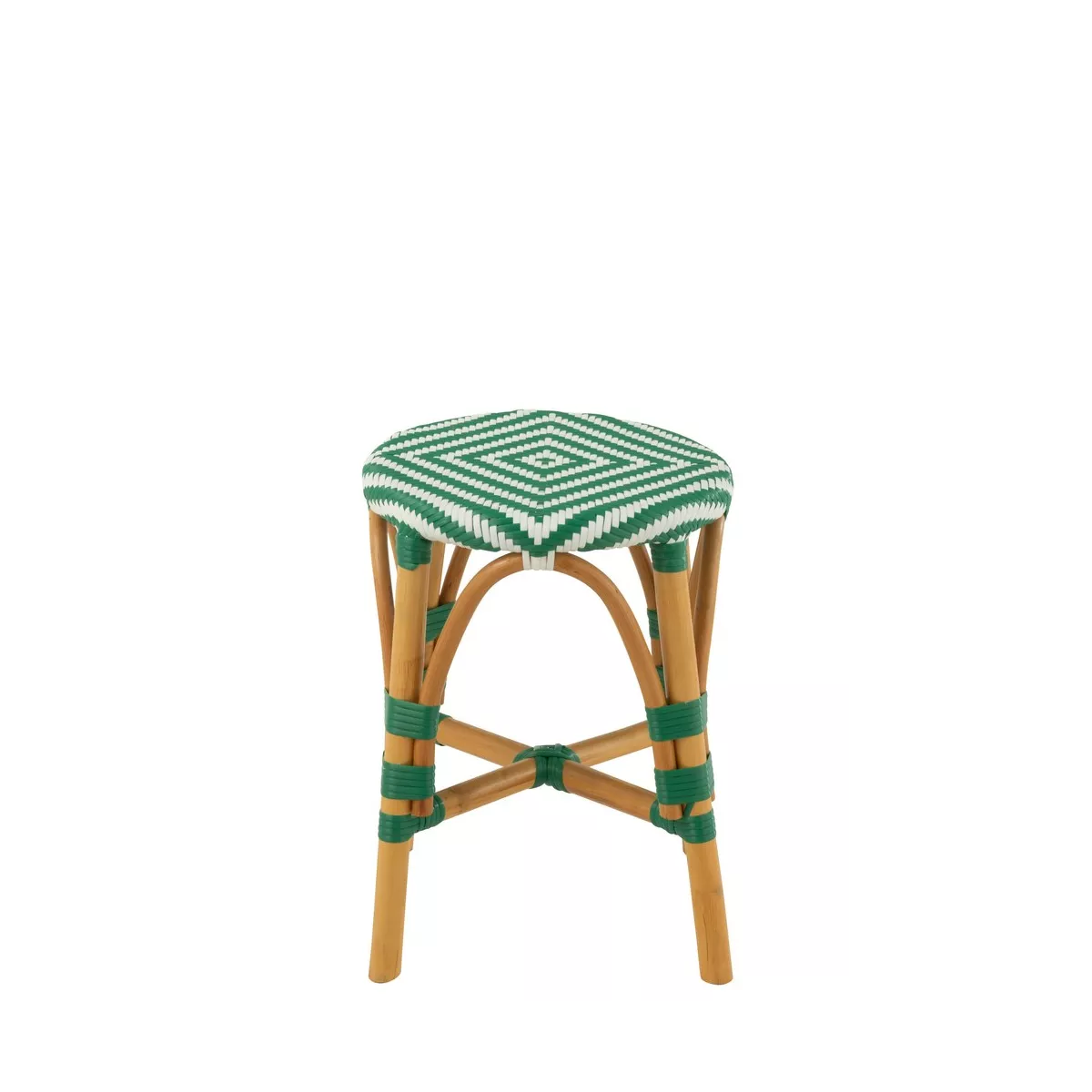 Tabouret Bistrot Jili Rotin Vert et Blanc