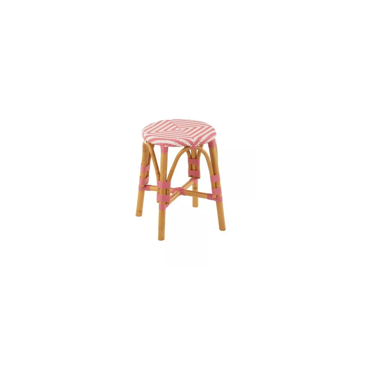 Tabouret Bistrot Jili Rotin Rose et Blanc