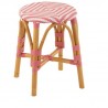 Tabouret Bistrot Jili Rotin Rose et Blanc