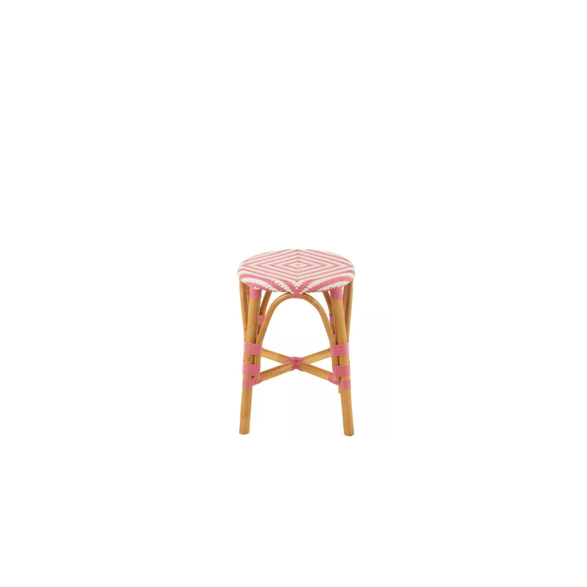 Tabouret Bistrot Jili Rotin Rose et Blanc