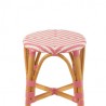 Tabouret Bistrot Jili Rotin Rose et Blanc