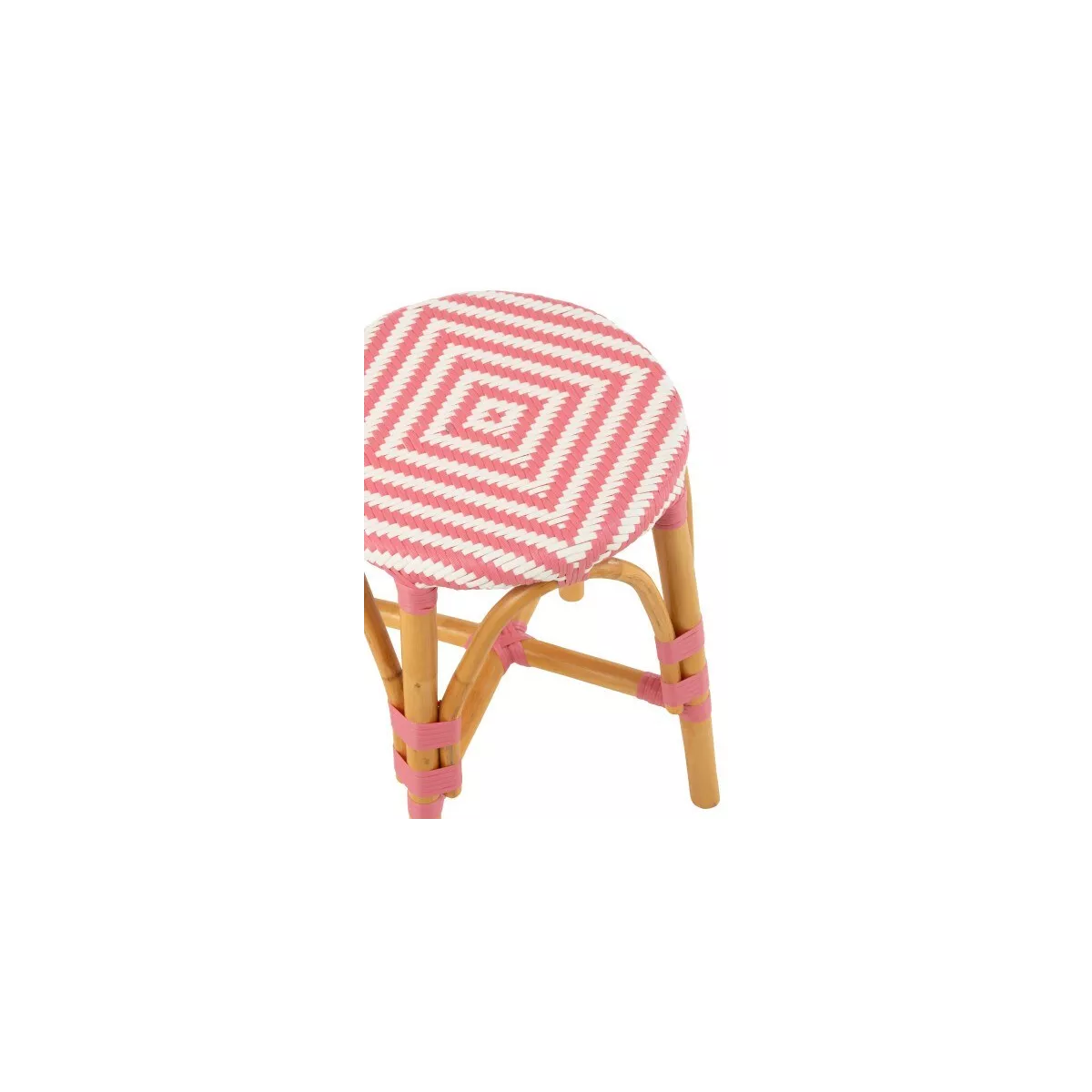 Tabouret Bistrot Jili Rotin Rose et Blanc