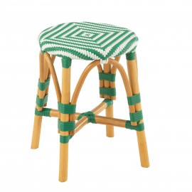 Tabouret Bistrot Jili Rotin Vert et Blanc