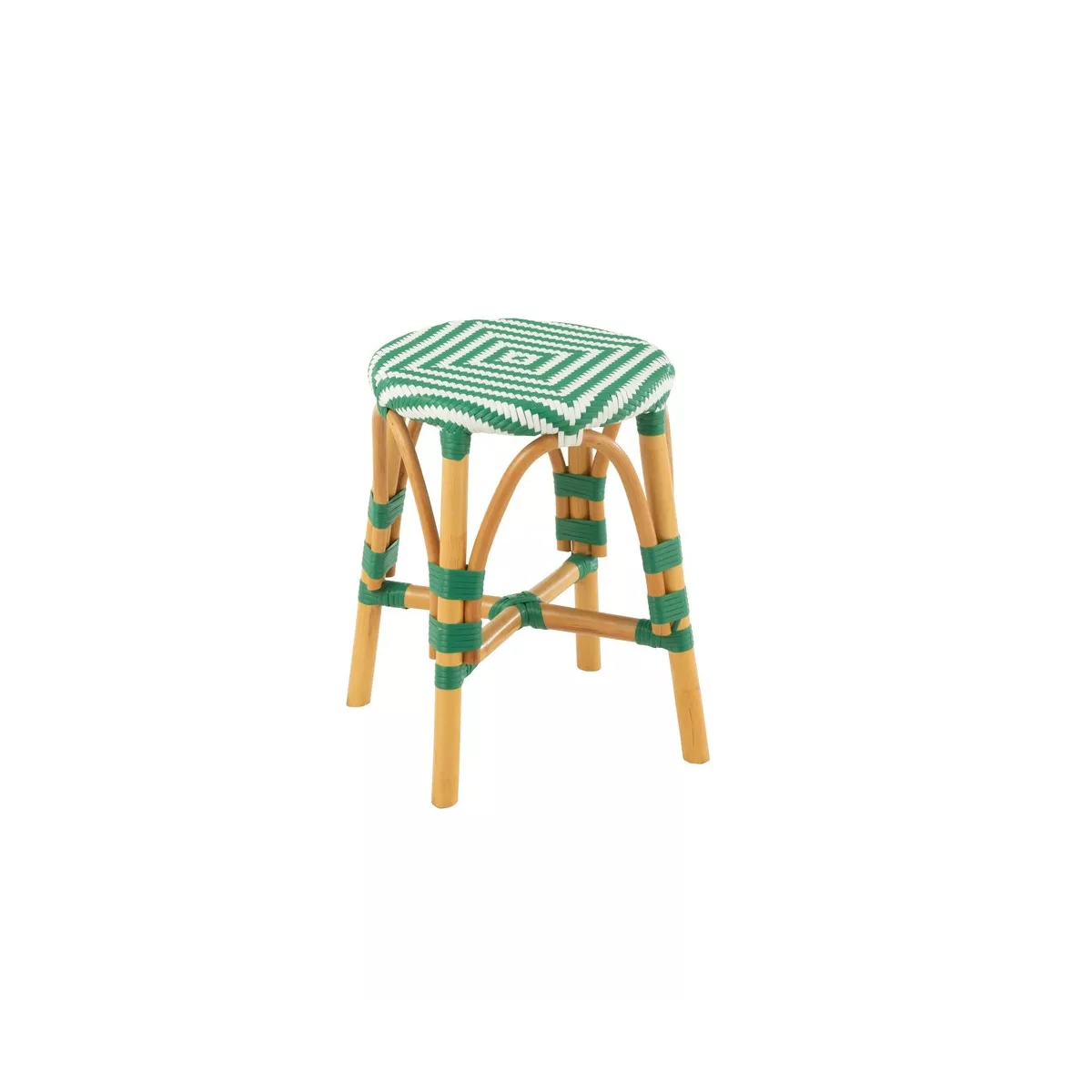 Tabouret Bistrot Jili Rotin Vert et Blanc