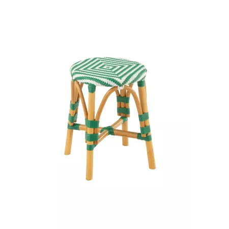 Tabouret Bistrot Jili Rotin Vert et Blanc