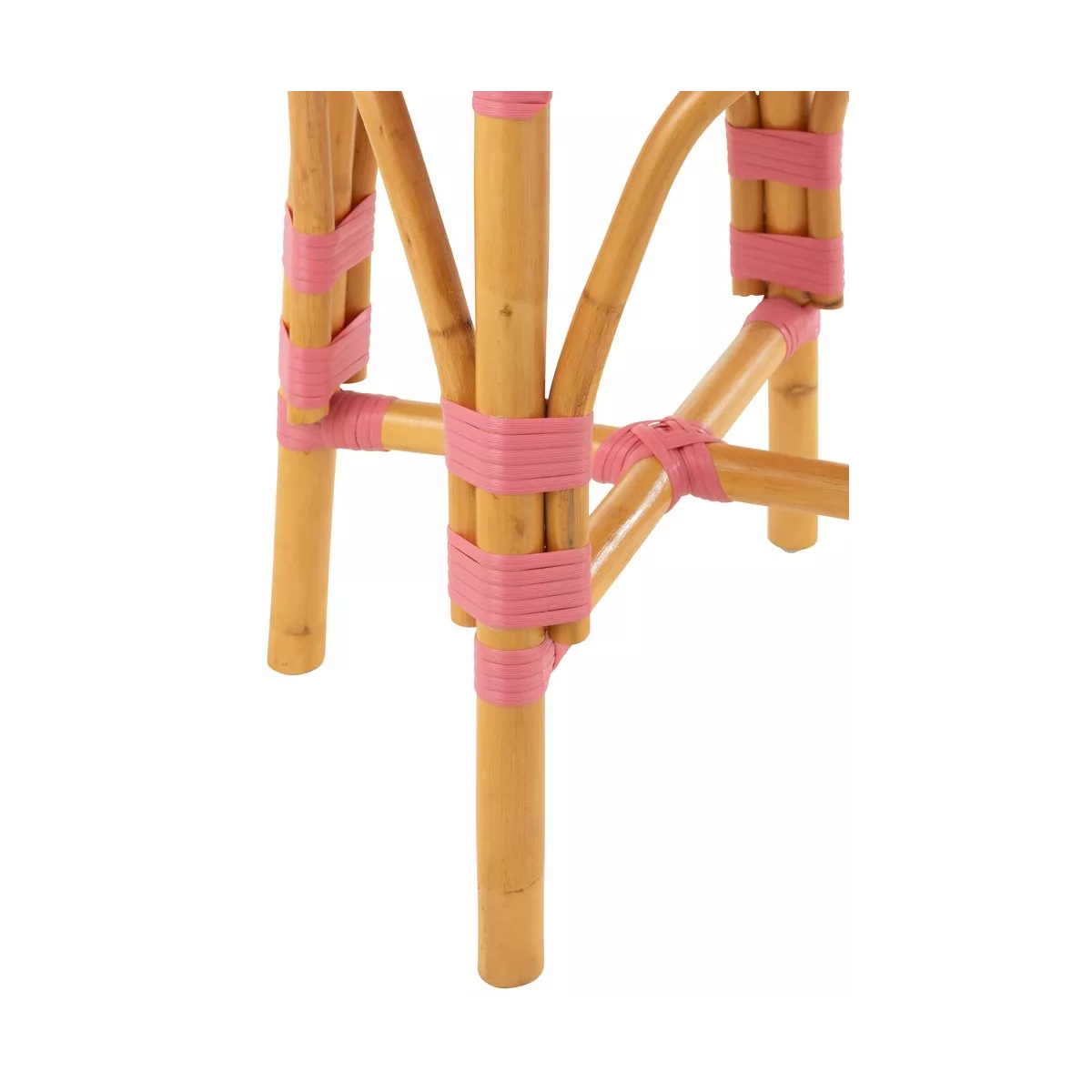 Tabouret Bistrot Jili Rotin Rose et Blanc