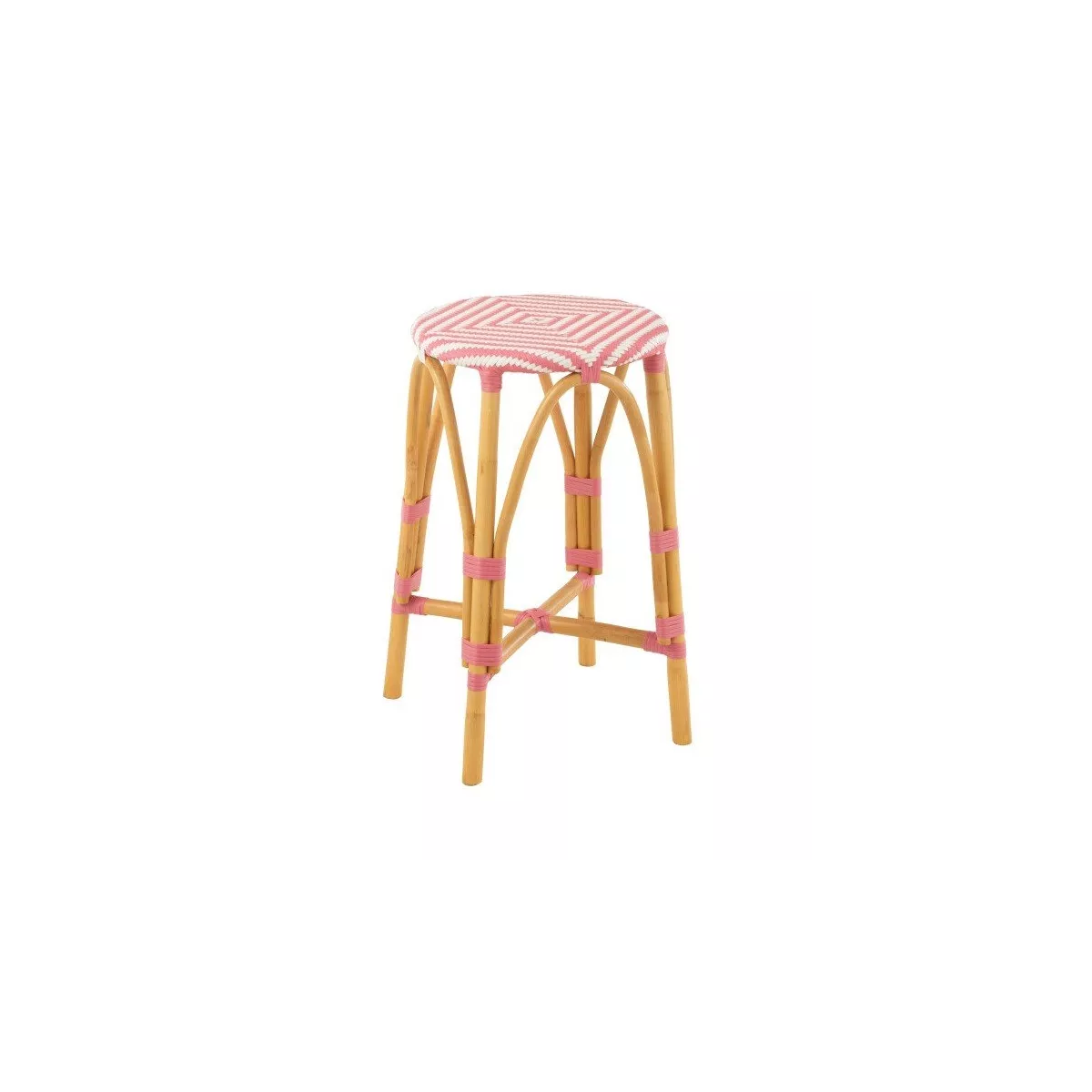 Tabouret de bar Bistrot Jili Rotin Rose et Blanc