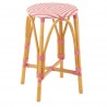 Tabouret de bar Bistrot Jili Rotin Rose et Blanc