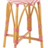 Tabouret de bar Bistrot Jili Rotin Rose et Blanc