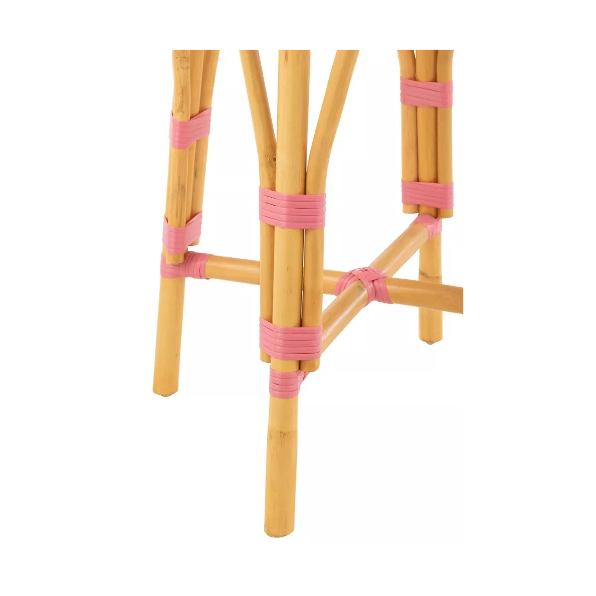 Tabouret de bar Bistrot Jili Rotin Rose et Blanc