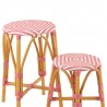 Tabouret de bar Bistrot Jili Rotin Rose et Blanc