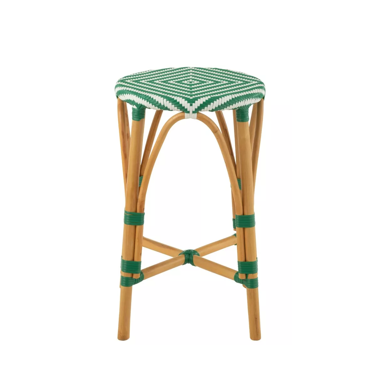 Tabouret de bar Bistrot Jili Rotin Vert et Blanc