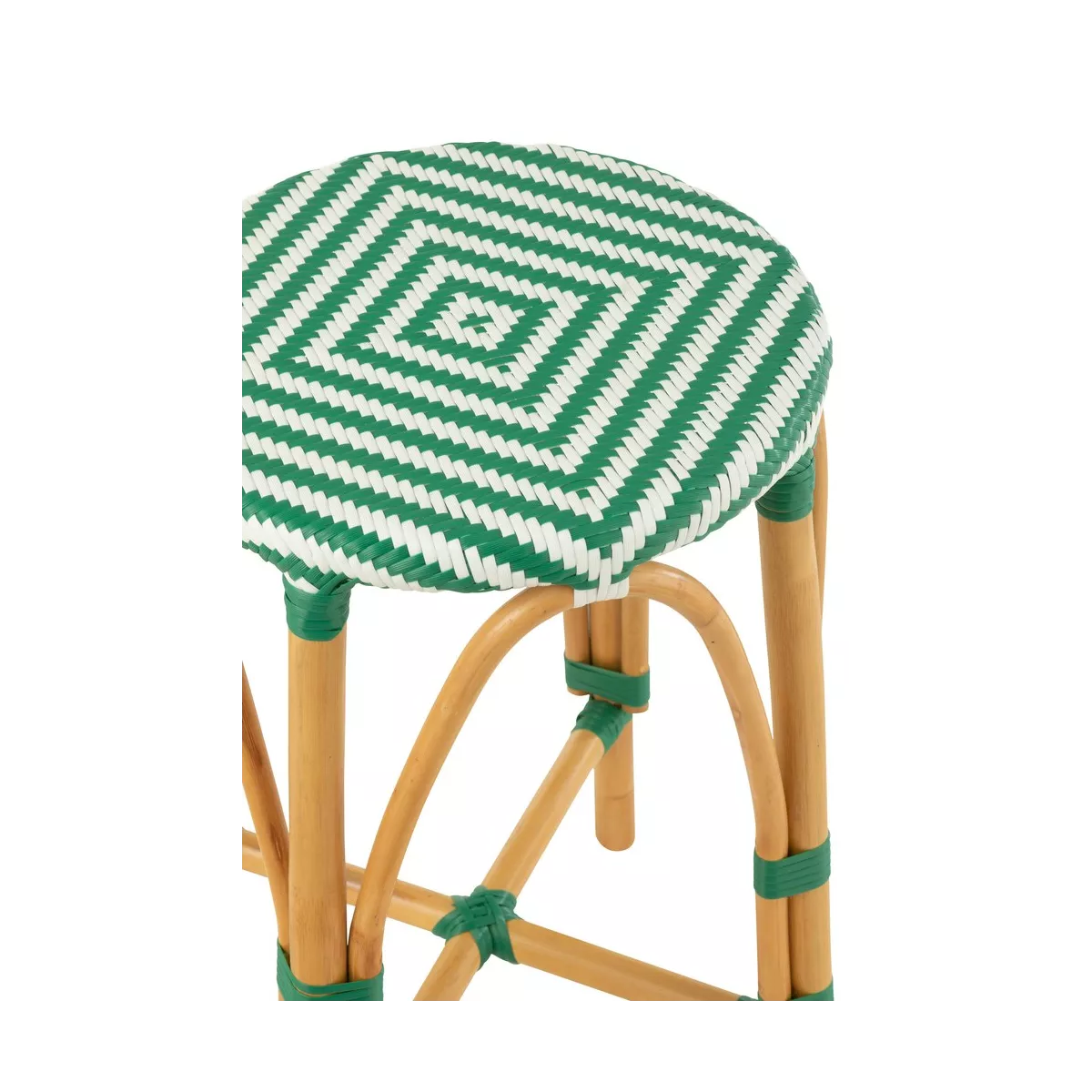 Tabouret de bar Bistrot Jili Rotin Vert et Blanc
