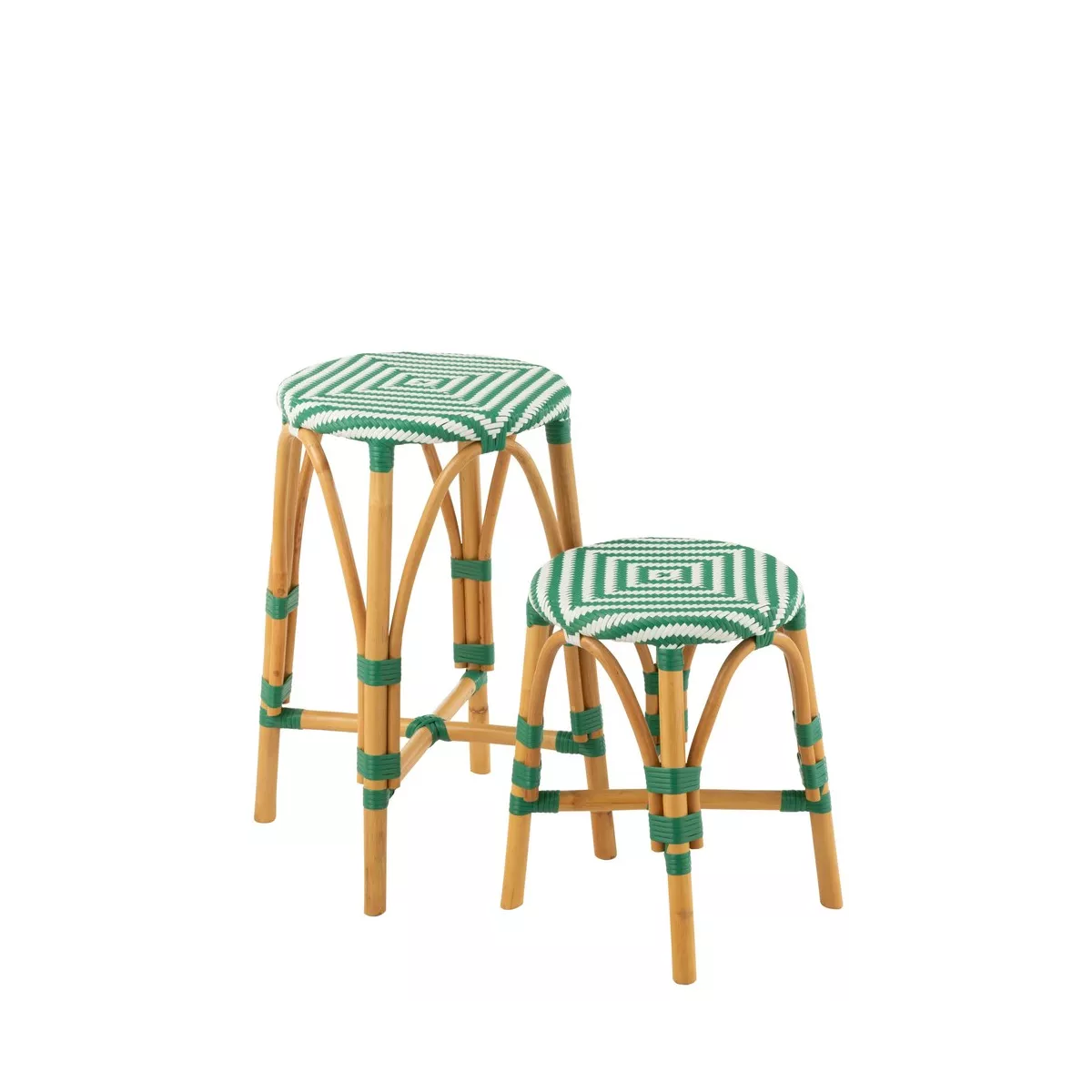 Tabouret de bar Bistrot Jili Rotin Vert et Blanc