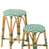 Tabouret de bar Bistrot Jili Rotin Vert et Blanc