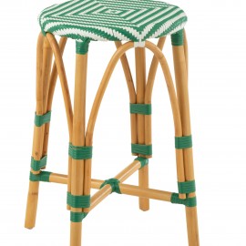 Tabouret de bar Bistrot Jili Rotin Vert et Blanc