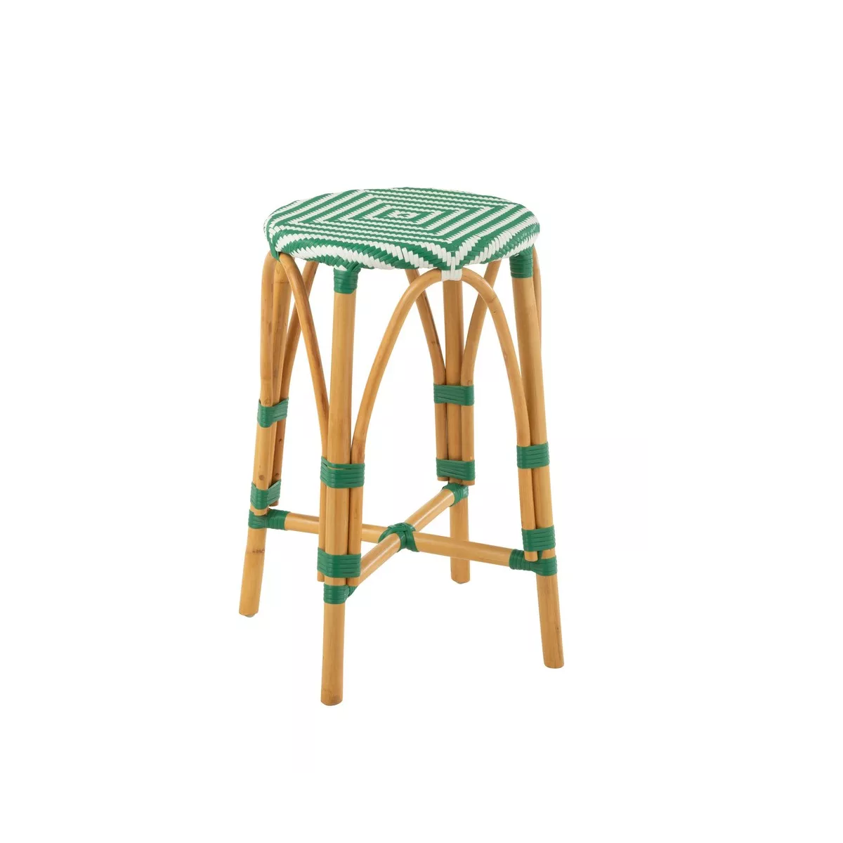 Tabouret de bar Bistrot Jili Rotin Vert et Blanc