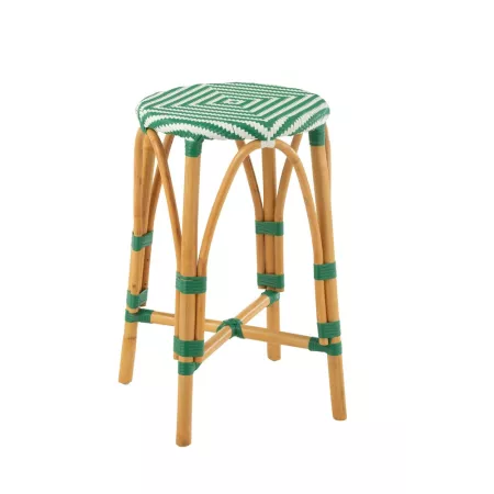 Tabouret de bar Bistrot Jili Rotin Vert et Blanc
