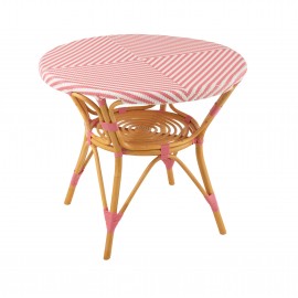 Table Bistrot Rotin Jili Rose et Blanc 90cm