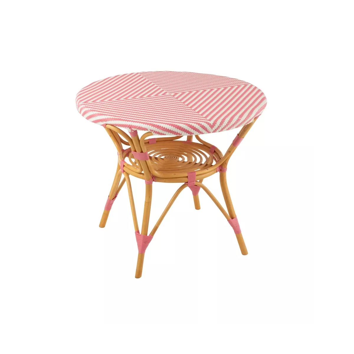 Table Bistrot Rotin Jili Rose et Blanc 90cm