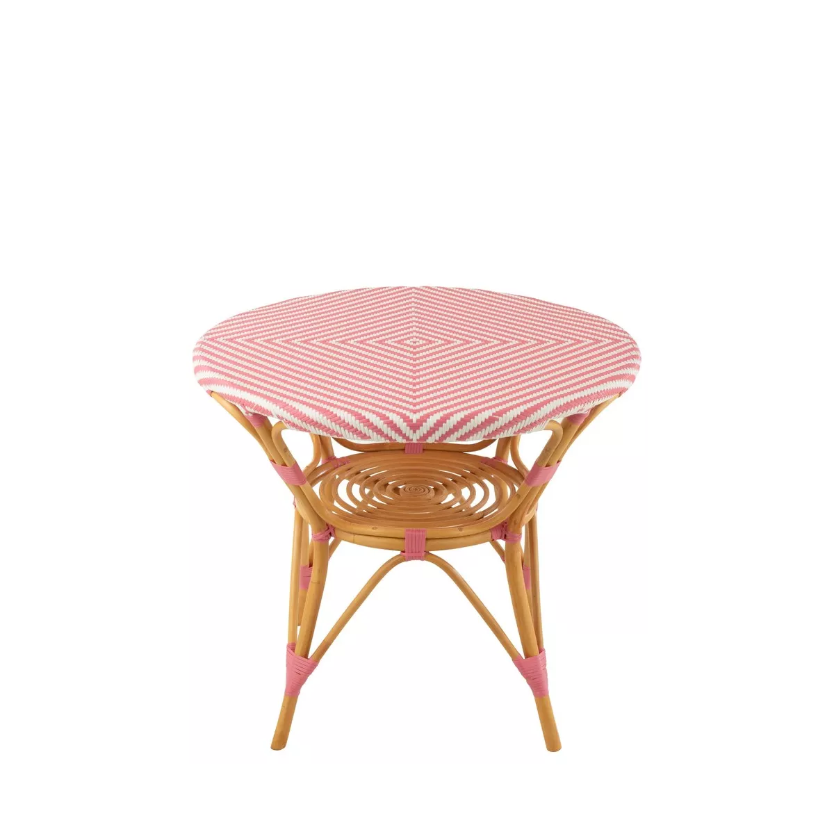 Table Bistrot Rotin Jili Rose et Blanc 90cm