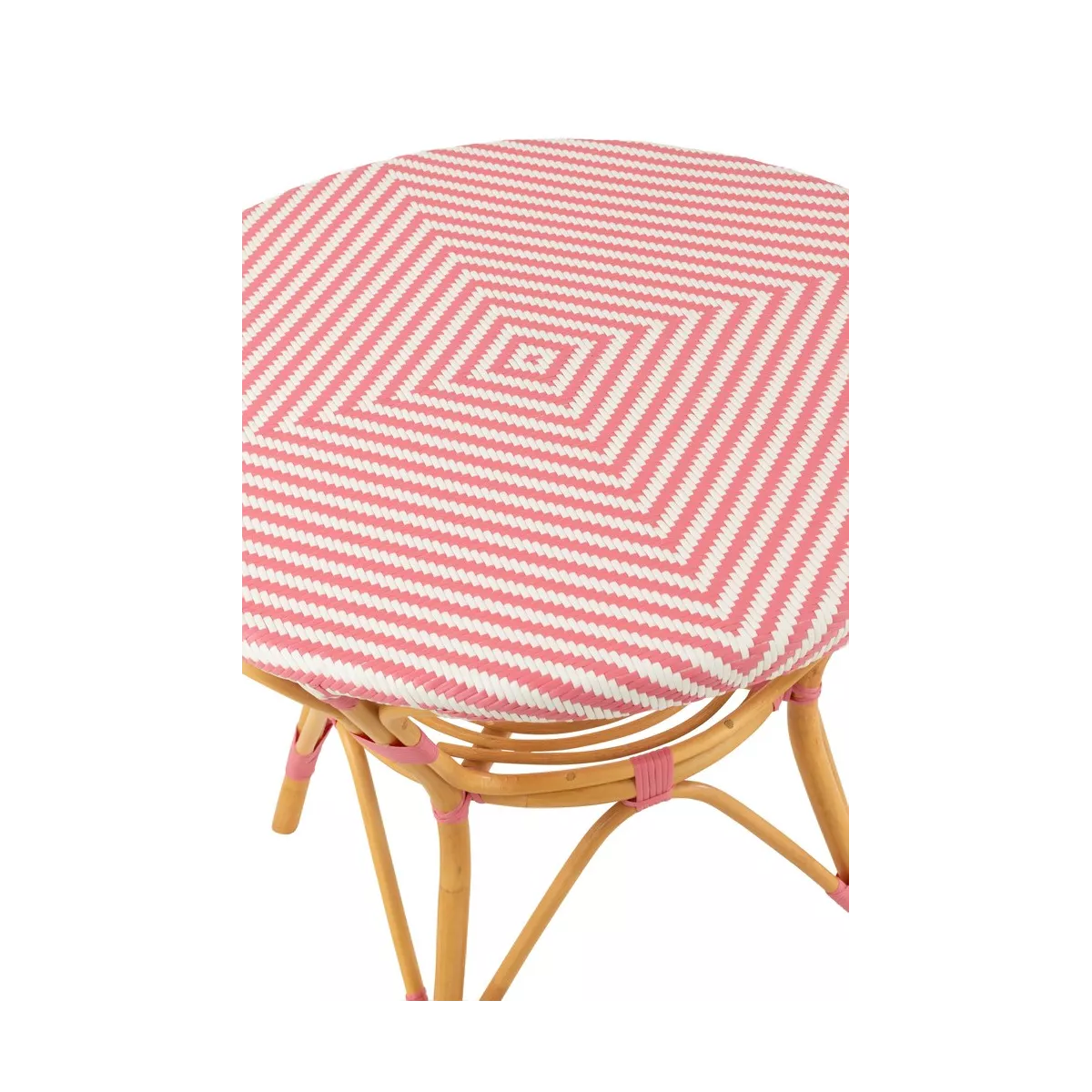 Table Bistrot Rotin Jili Rose et Blanc 90cm