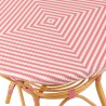 Table Bistrot Rotin Jili Rose et Blanc 90cm