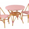 Table Bistrot Rotin Jili Rose et Blanc 90cm