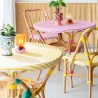 Table Bistrot Rotin Jili Rose et Blanc 90cm