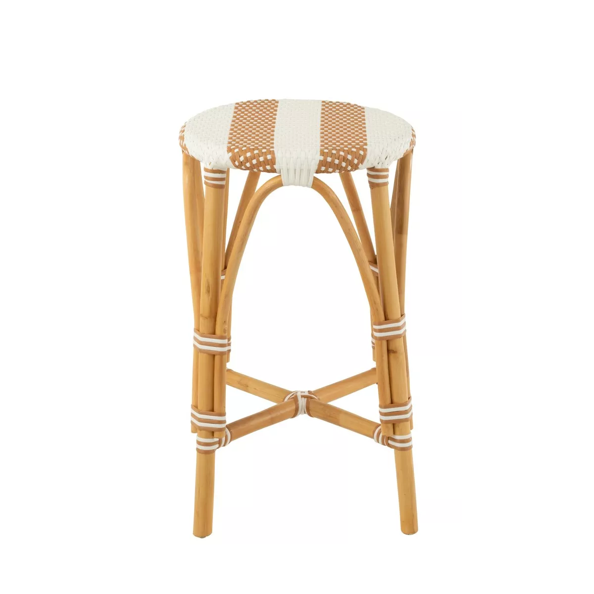 Tabouret de bar Bistrot Jili Rotin Beige et Blanc
