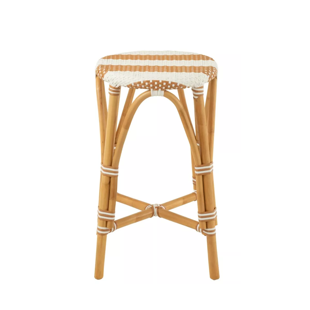 Tabouret de bar Bistrot Jili Rotin Beige et Blanc