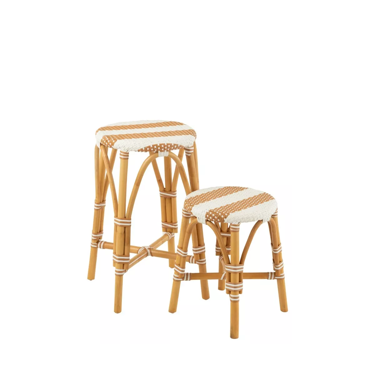 Tabouret de bar Bistrot Jili Rotin Beige et Blanc