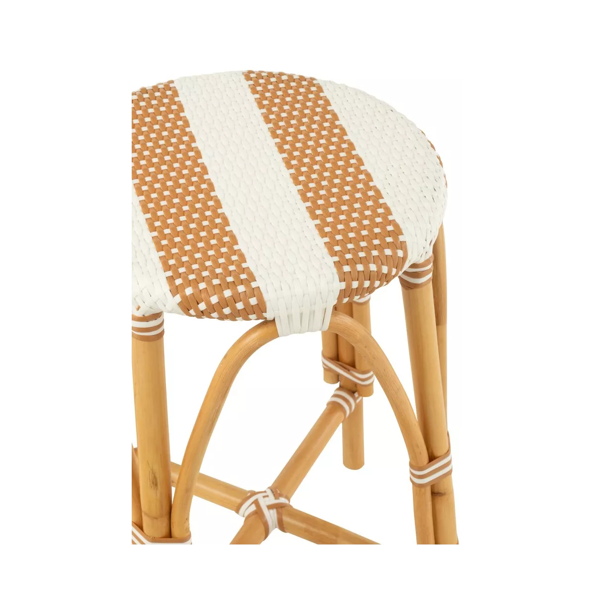 Tabouret de bar Bistrot Jili Rotin Beige et Blanc