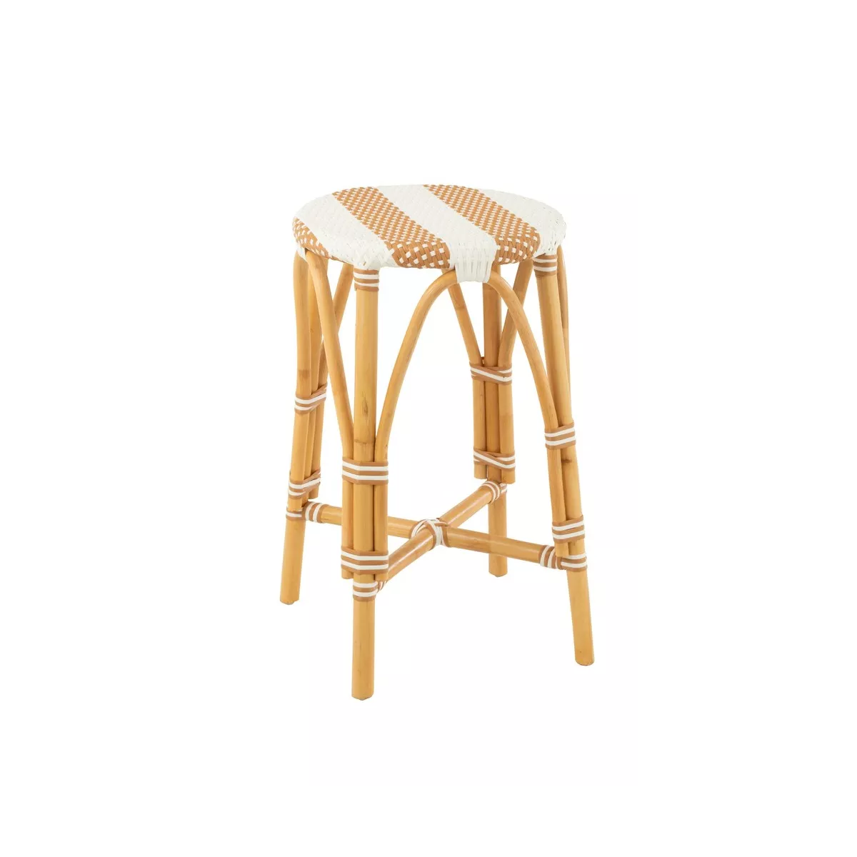 Tabouret de bar Bistrot Jili Rotin Beige et Blanc