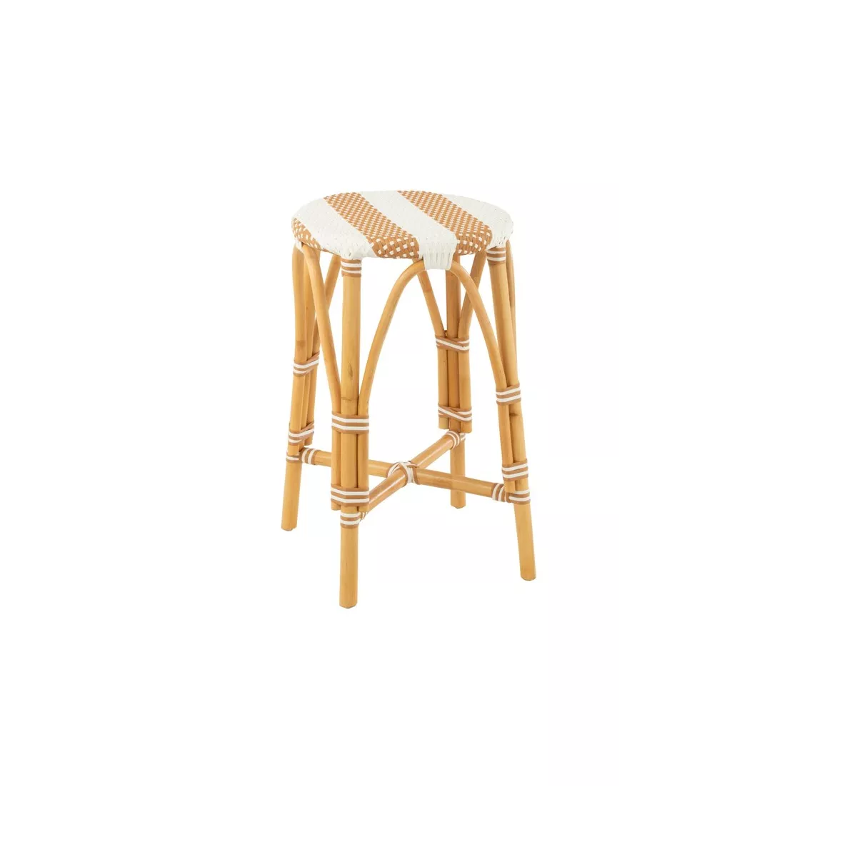 Tabouret de bar Bistrot Jili Rotin Beige et Blanc