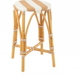 Tabouret de bar Bistrot Jili Rotin Beige et Blanc