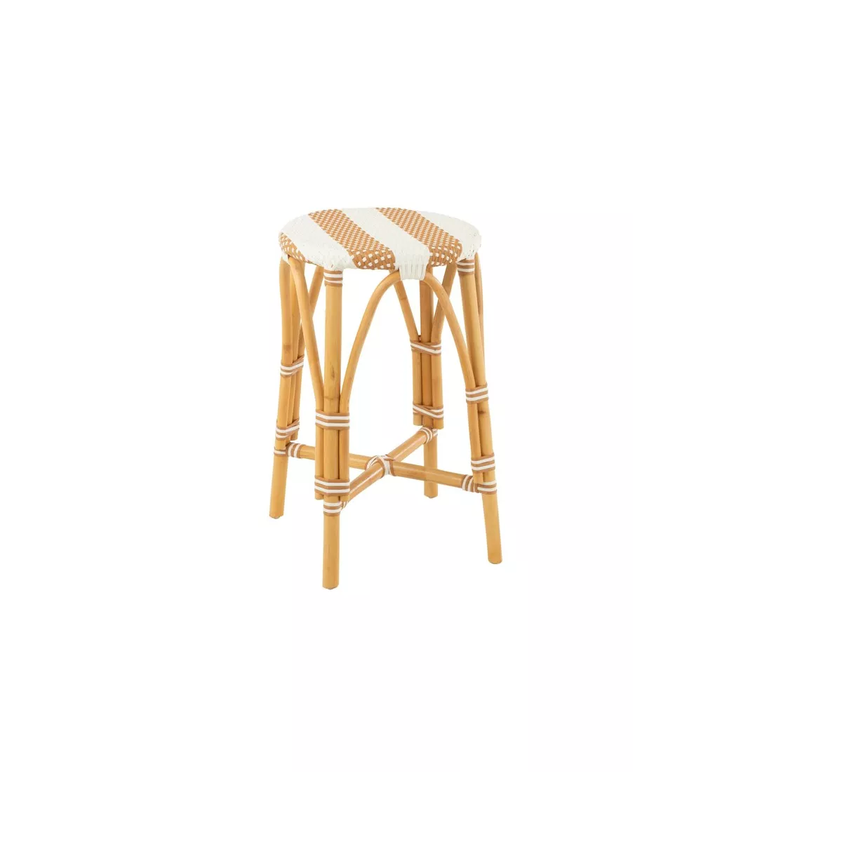Tabouret de bar Bistrot Jili Rotin Beige et Blanc