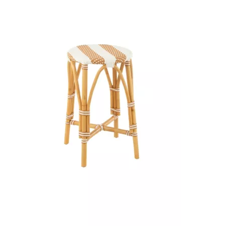 Tabouret de bar Bistrot Jili Rotin Beige et Blanc