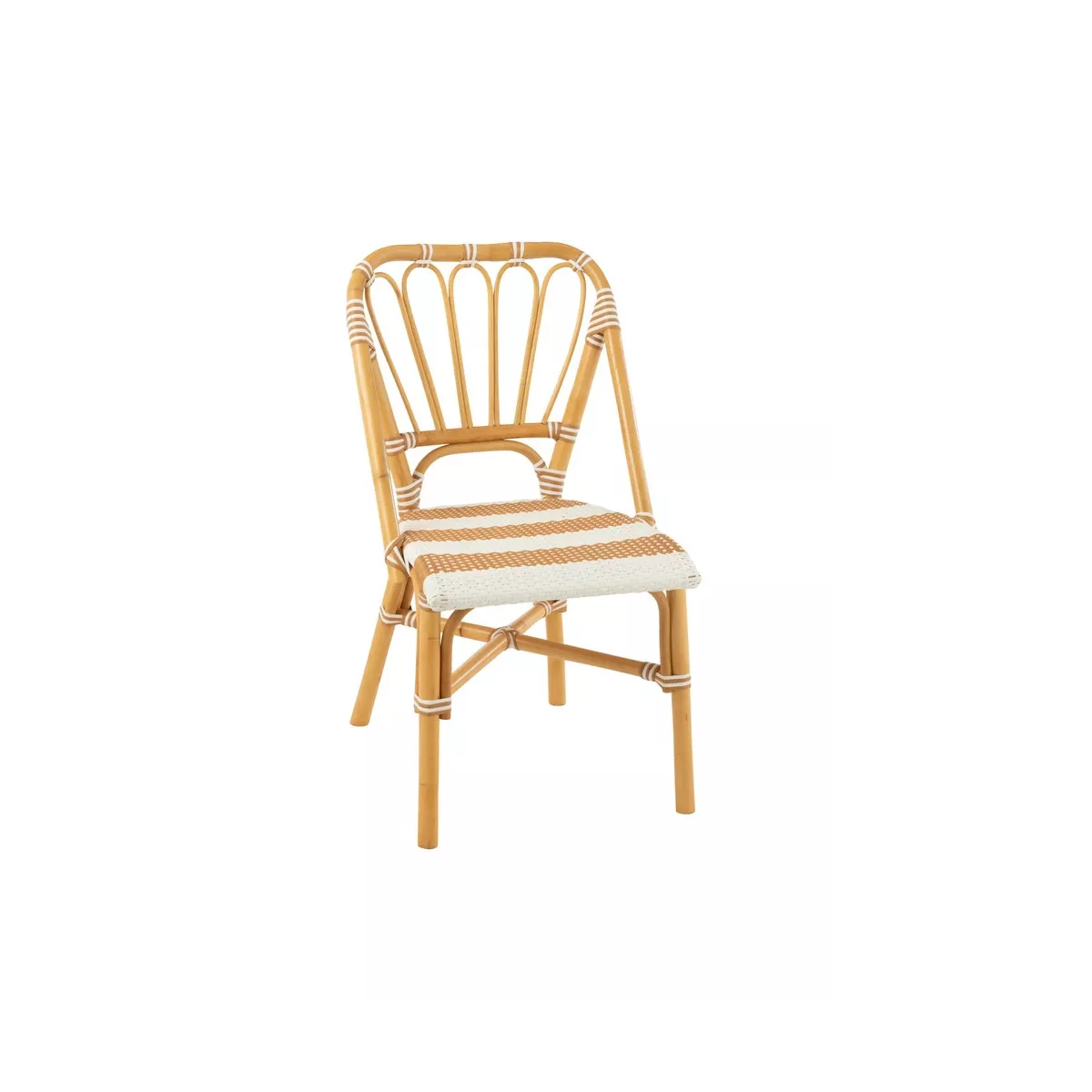 Chaise Bistrot Jili Rotin Beige et Blanc