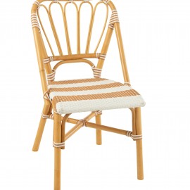 Chaise Bistrot Jili Rotin Beige et Blanc